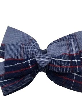 Back to School Uniform Plaid Small Bow with Heart Button Center- Plaid 82